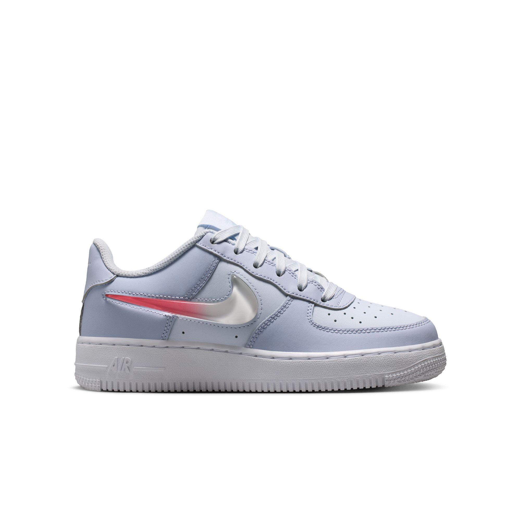 Nike Air Force 1 "Football Grey/Tropical Pink/Ghost/White" Grade School Girls' Shoe - GREY/PINK